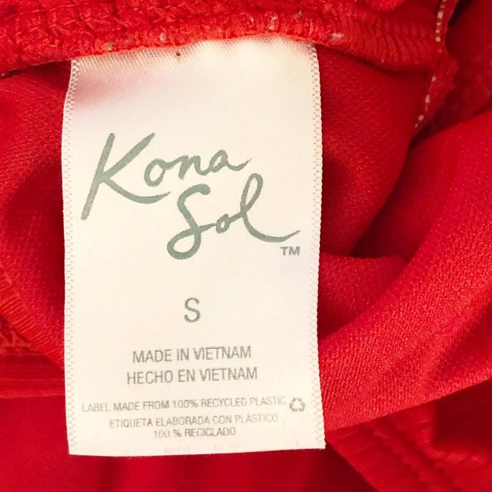 Kona Sol Red Cutout 1 Piece Ribbed Swimsuit - Picture 5 of 11